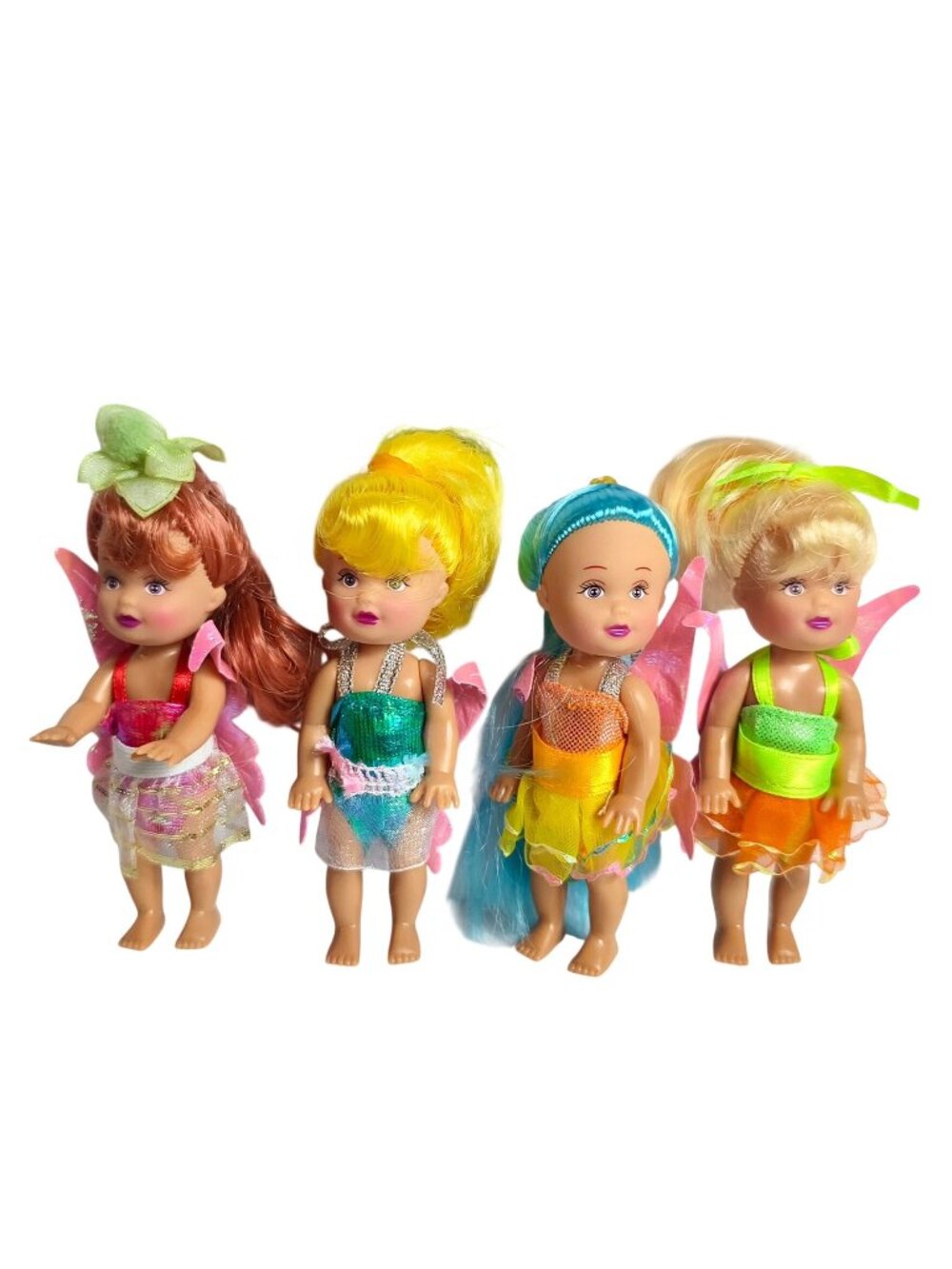 Mini Fairy Dolls 4pc Poseable Wings 4.5" Kelly Clone Colorful Whimsical New